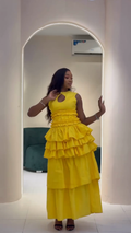 Yellow Tiered Ruffle Maxi Dress