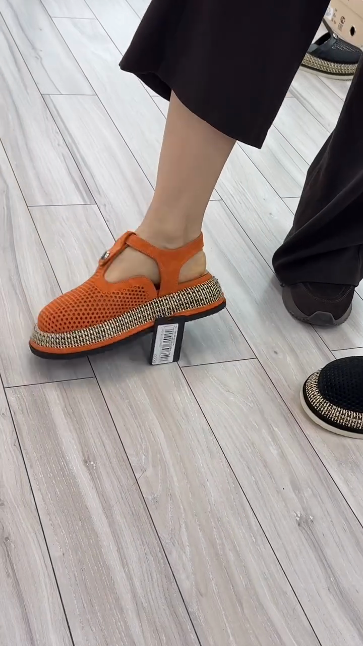 Black Mesh Espadrille-Style Sandals with Buckle Strap