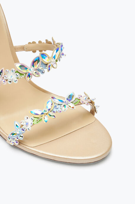 Nude Iridescent Crystal Wrap Heels
