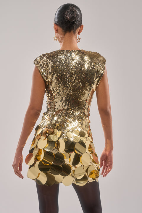 SEQUIN MINI DRESS IN GOLD