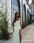 Mint Green Floral Corset Maxi Dress