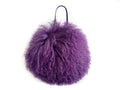 Purple Curly Fur Round Tote Bag