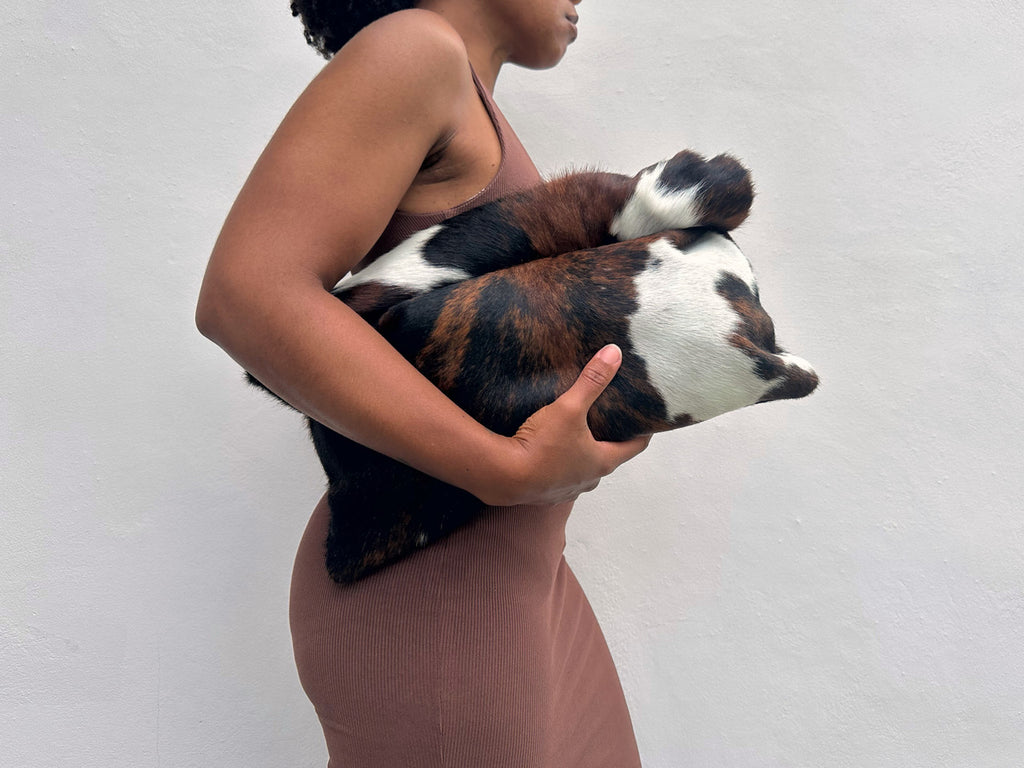Tri-Color Cowhide Fold-Over Clutch