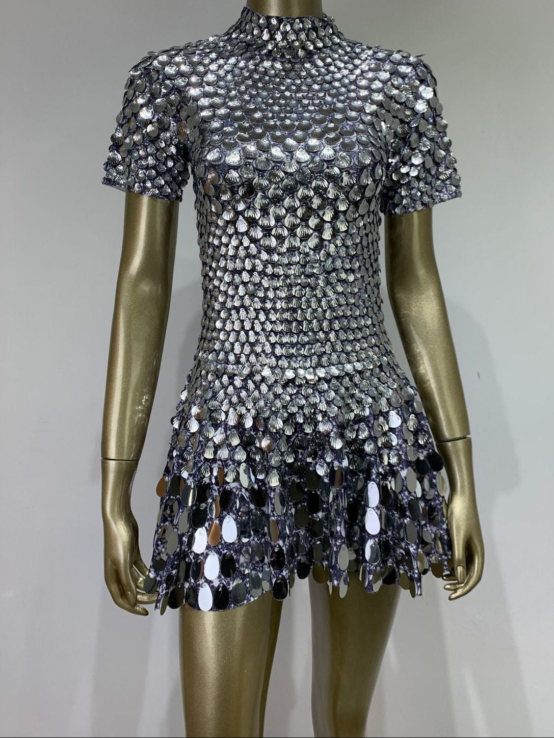 Rose Gold Sequin Disc Mini Dress
