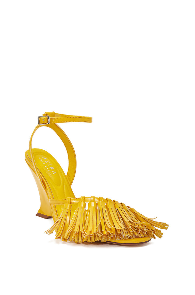 Leather Fringe Wedge Sandals