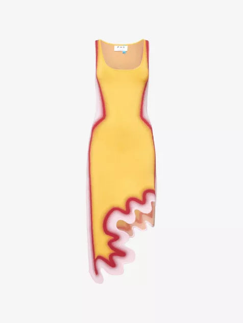 Wavy Asymmetric Knit Dress