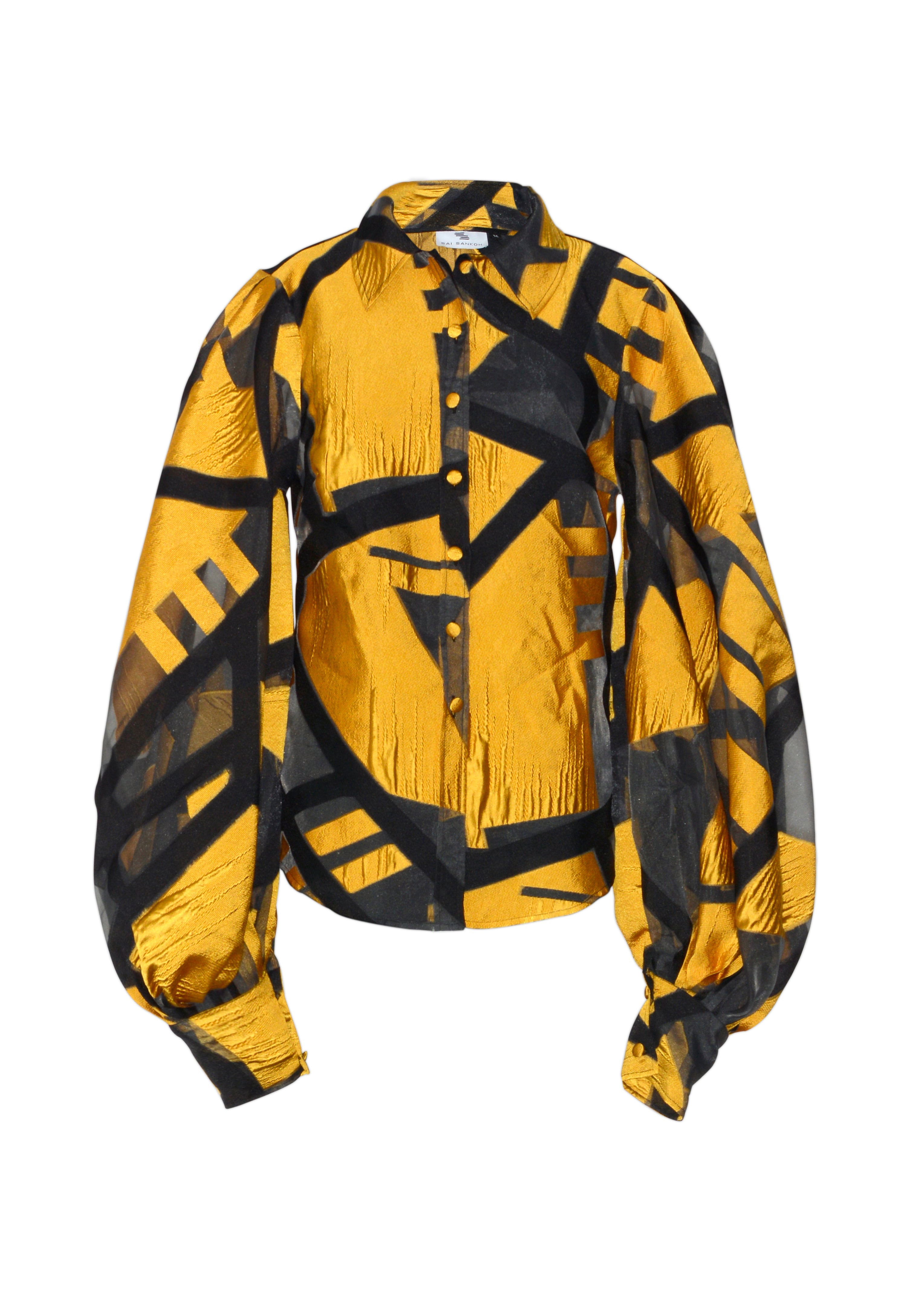 Gold-Black Geometric Print Two-Piece Set