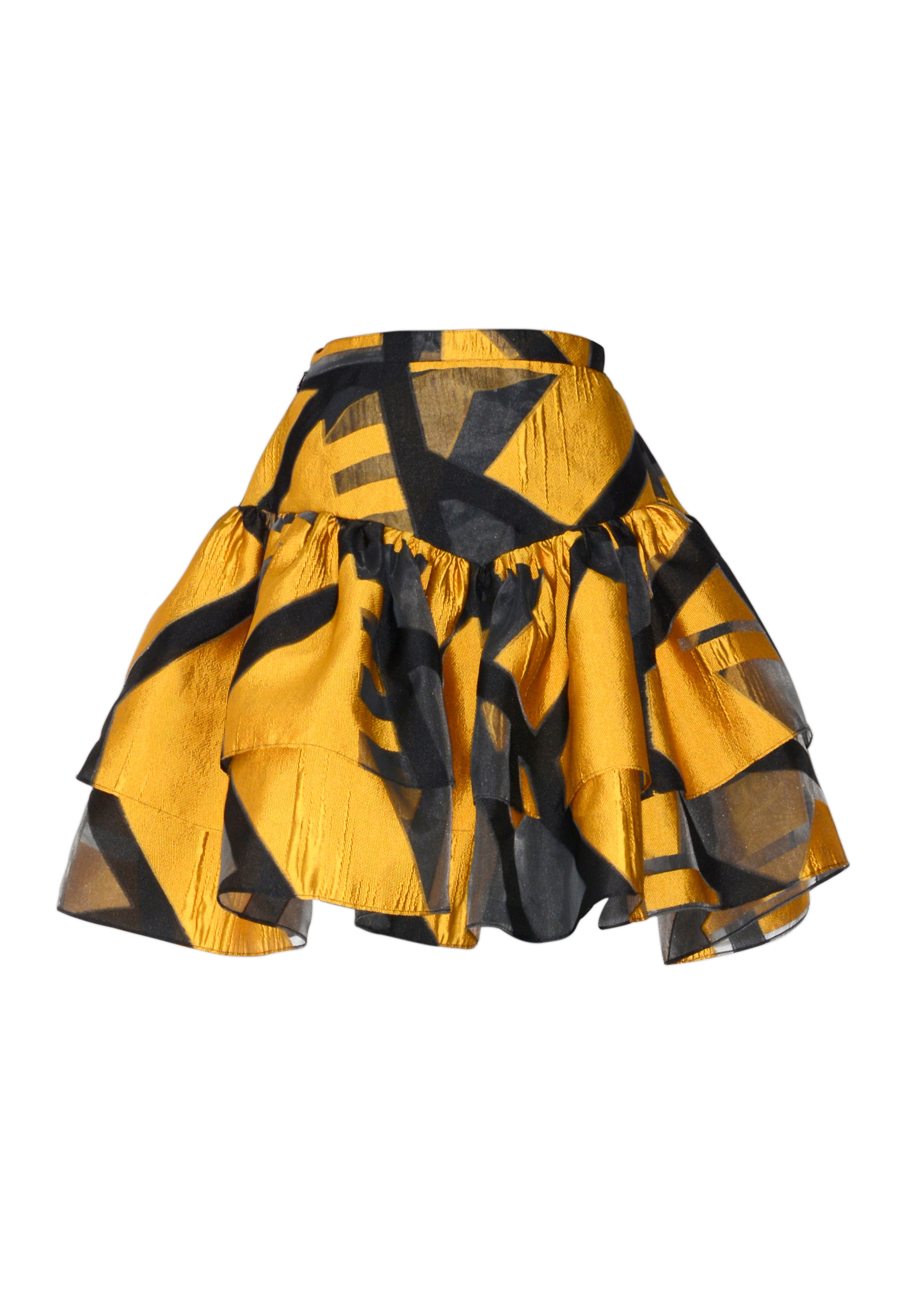 Gold-Black Geometric Print Two-Piece Set