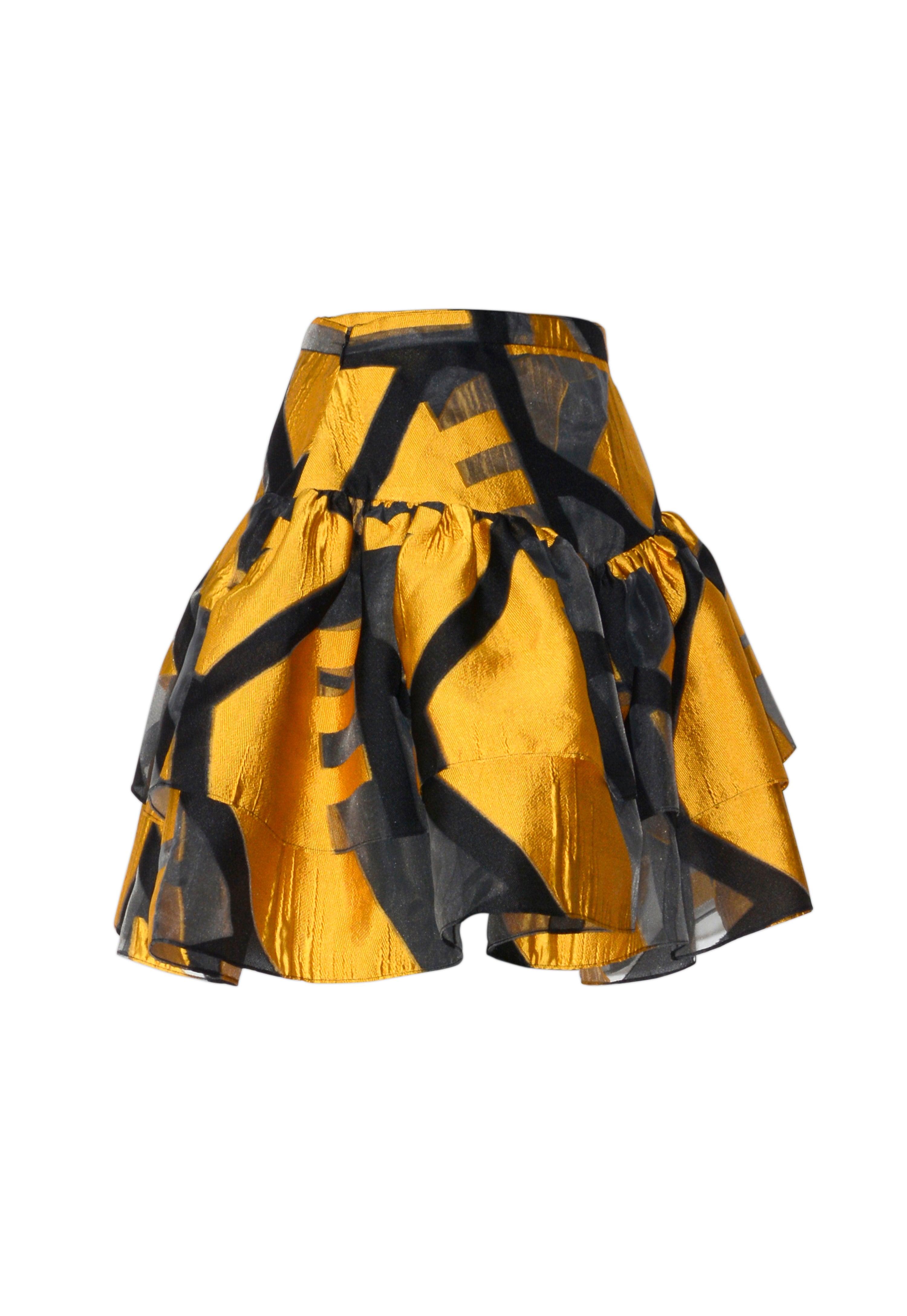 Gold-Black Geometric Print Two-Piece Set