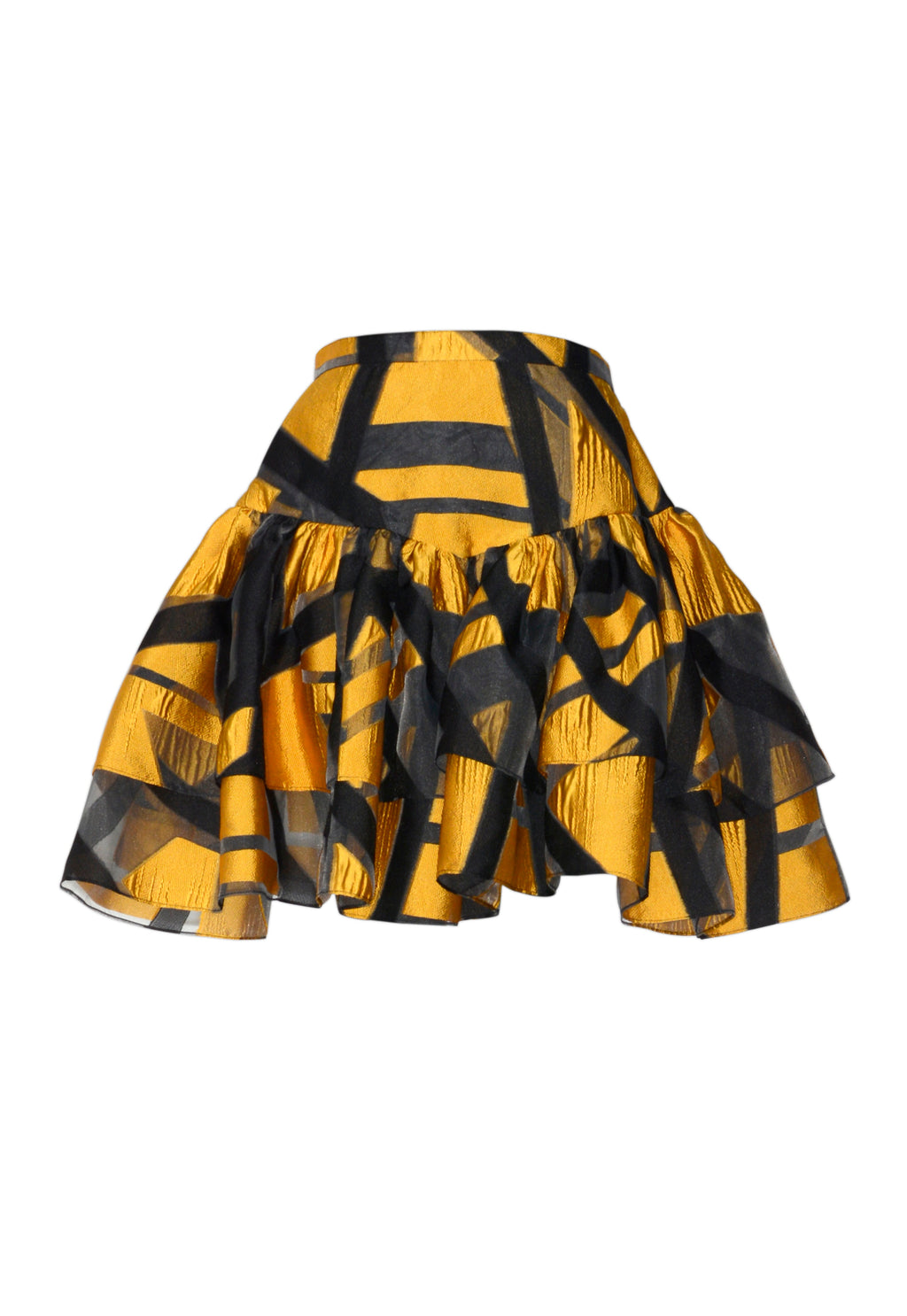 Gold-Black Geometric Print Two-Piece Set