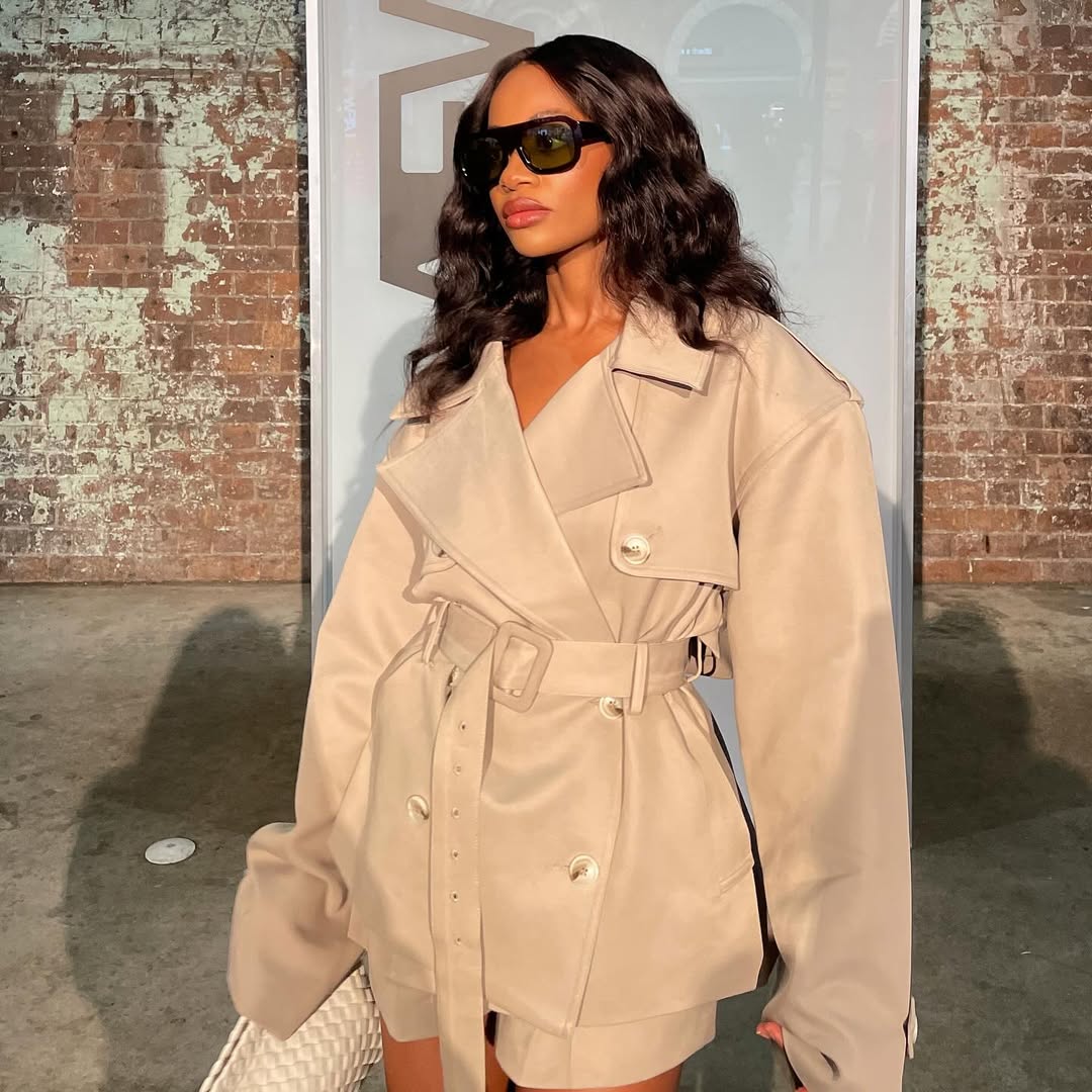 Light Khaki Oversized Cropped Trench Coat