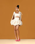 Cream Cutout Bubble Romper Dress