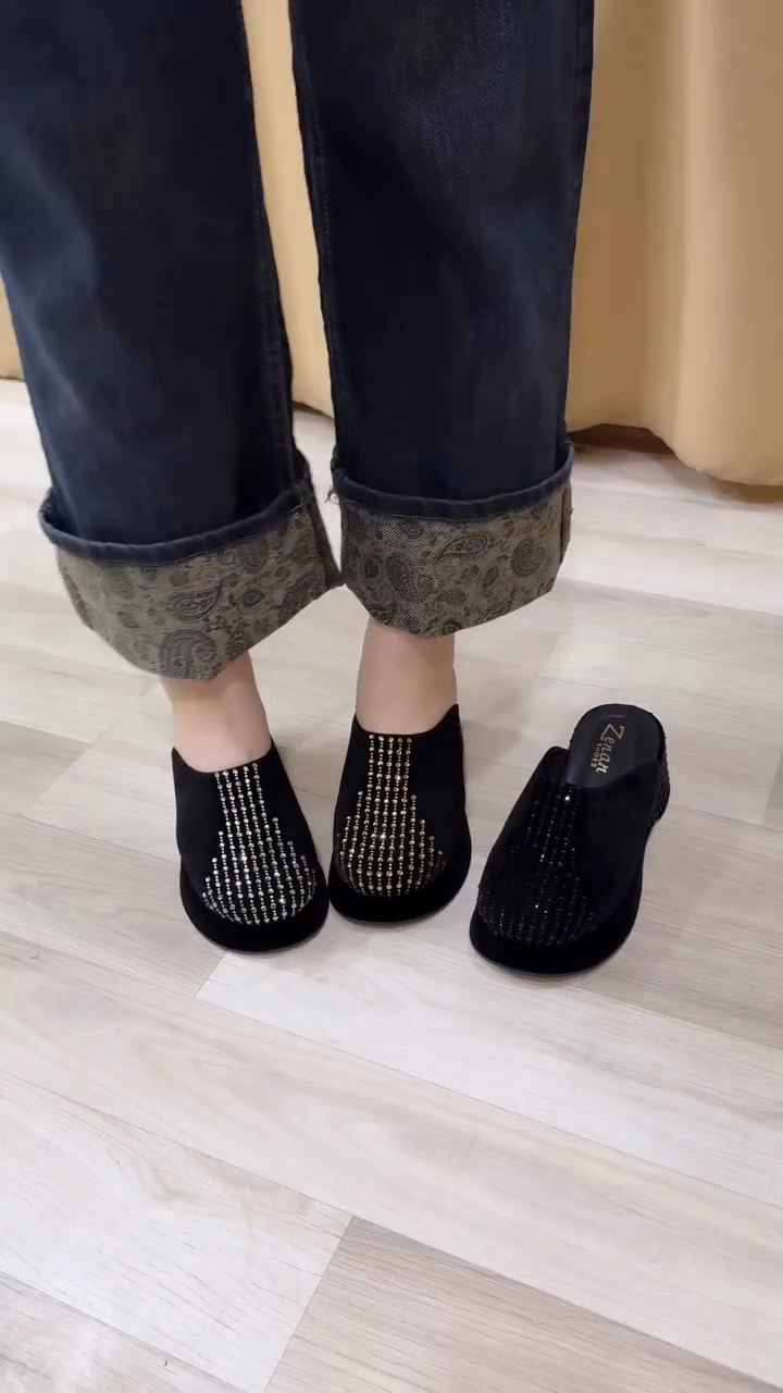 Black Rhinestone-Embellished Loafers