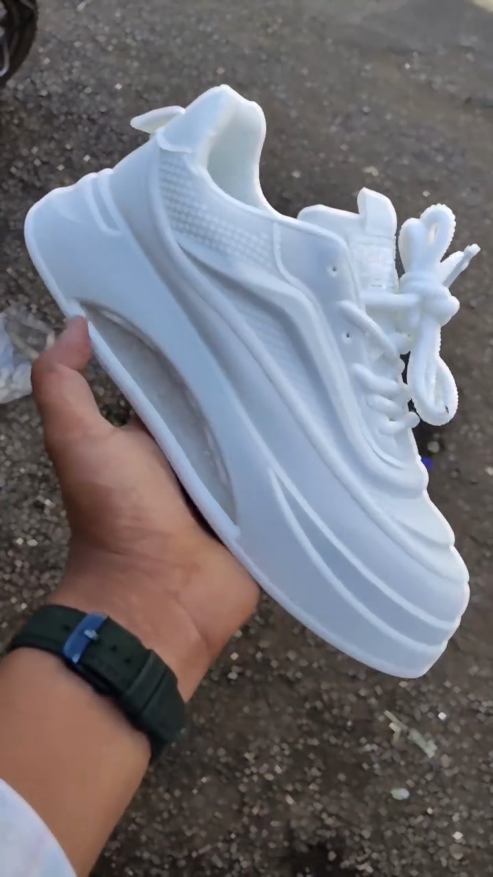 White Chunky Platform Sneakers