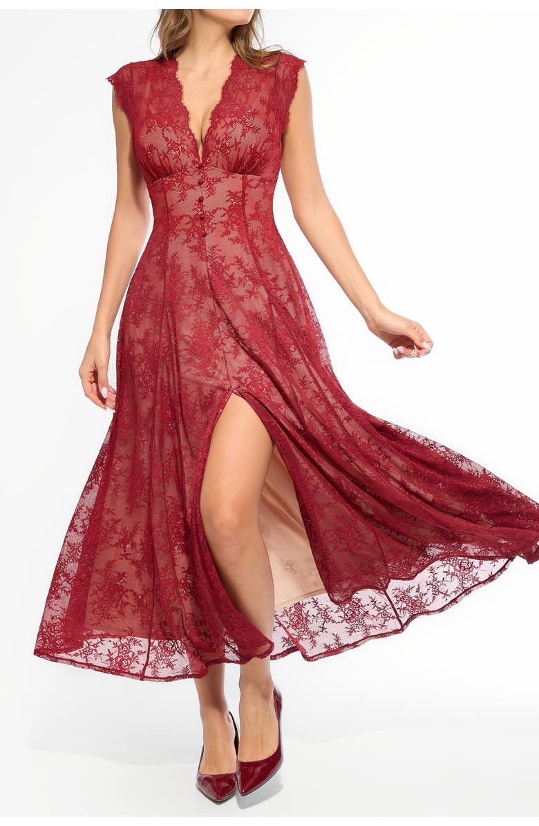Lace Cap Sleeve Maxi Dress