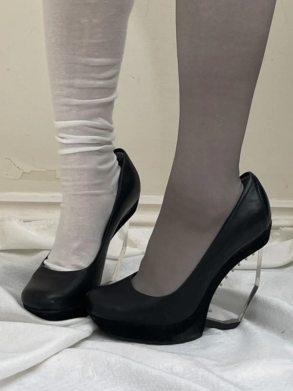 Black Clear Cutout Wedge Pumps