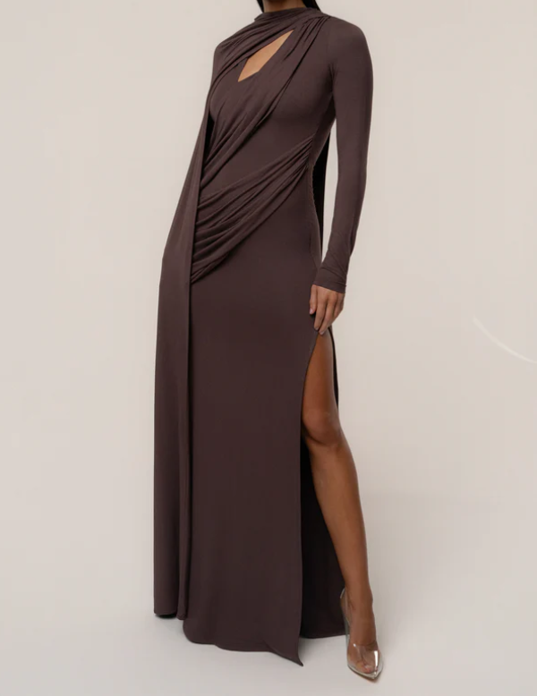 Draped Elegance Cape Dress
