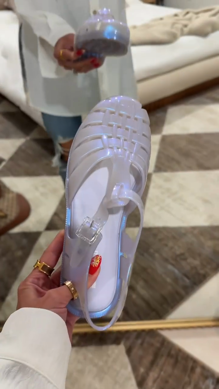 Iridescent Light Purple Fisherman Jelly Sandals
