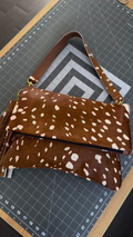 Deer Print Genuine Cowhide Hair-On Shoulder Bag