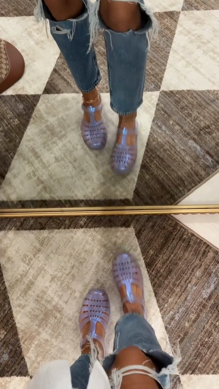 Iridescent Light Purple Fisherman Jelly Sandals