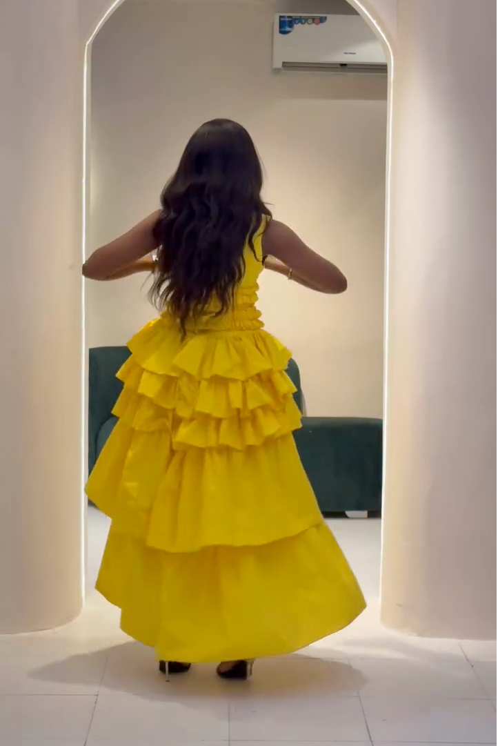 Yellow Tiered Ruffle Maxi Dress