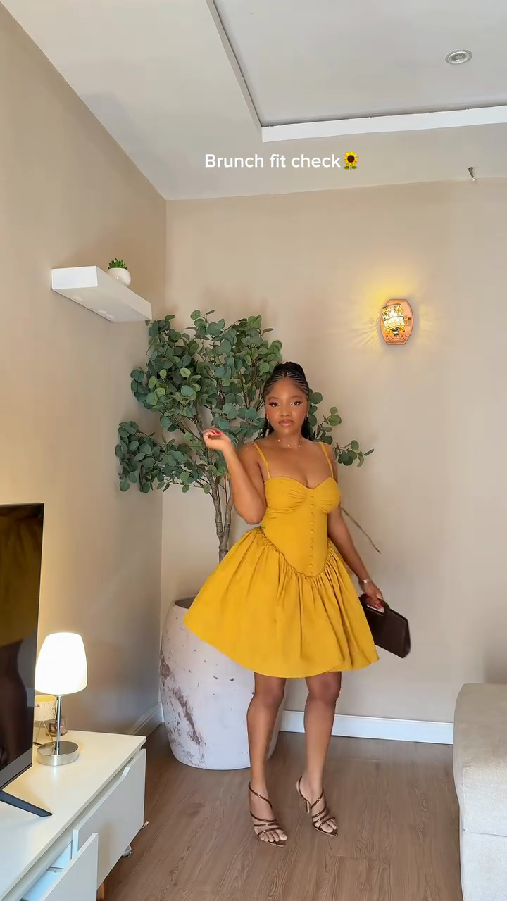 Mustard Yellow Corset Mini Dress