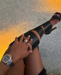 Cutout Platform Knee-High Heeled Sandals