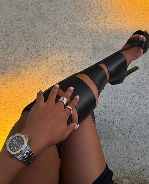 Cutout Platform Knee-High Heeled Sandals