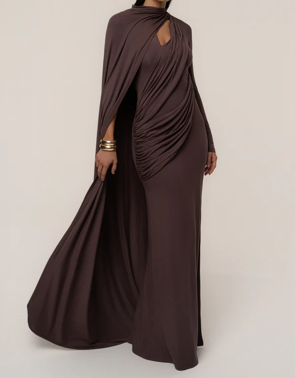 Draped Elegance Cape Dress