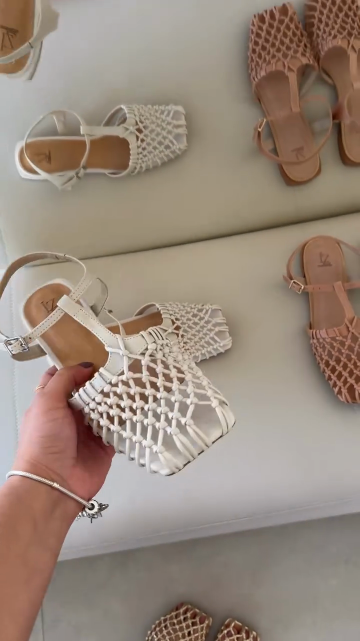 Woven Mesh T-Strap Sandals