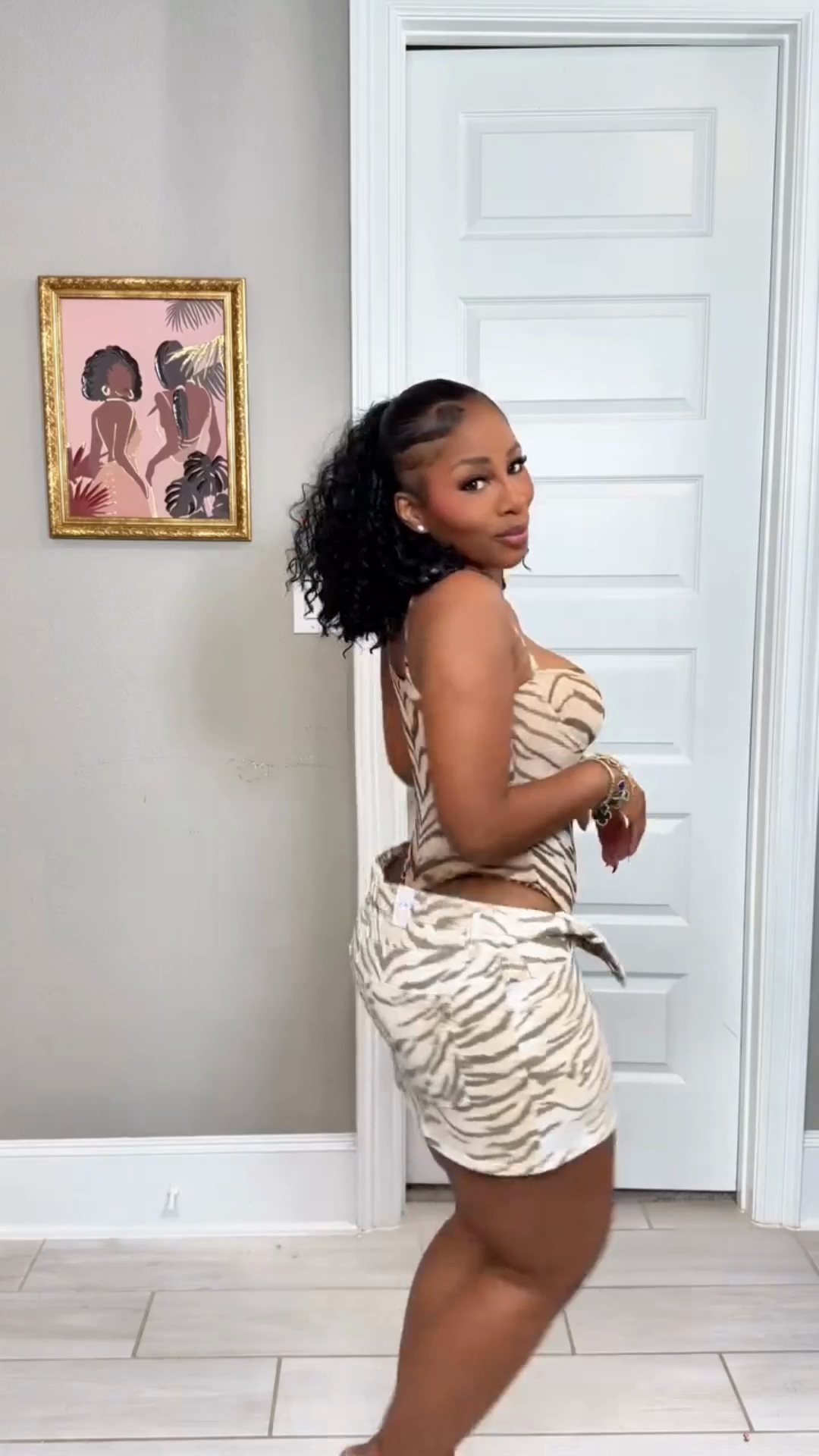 Zebra Print Spaghetti Strap Mini Dress