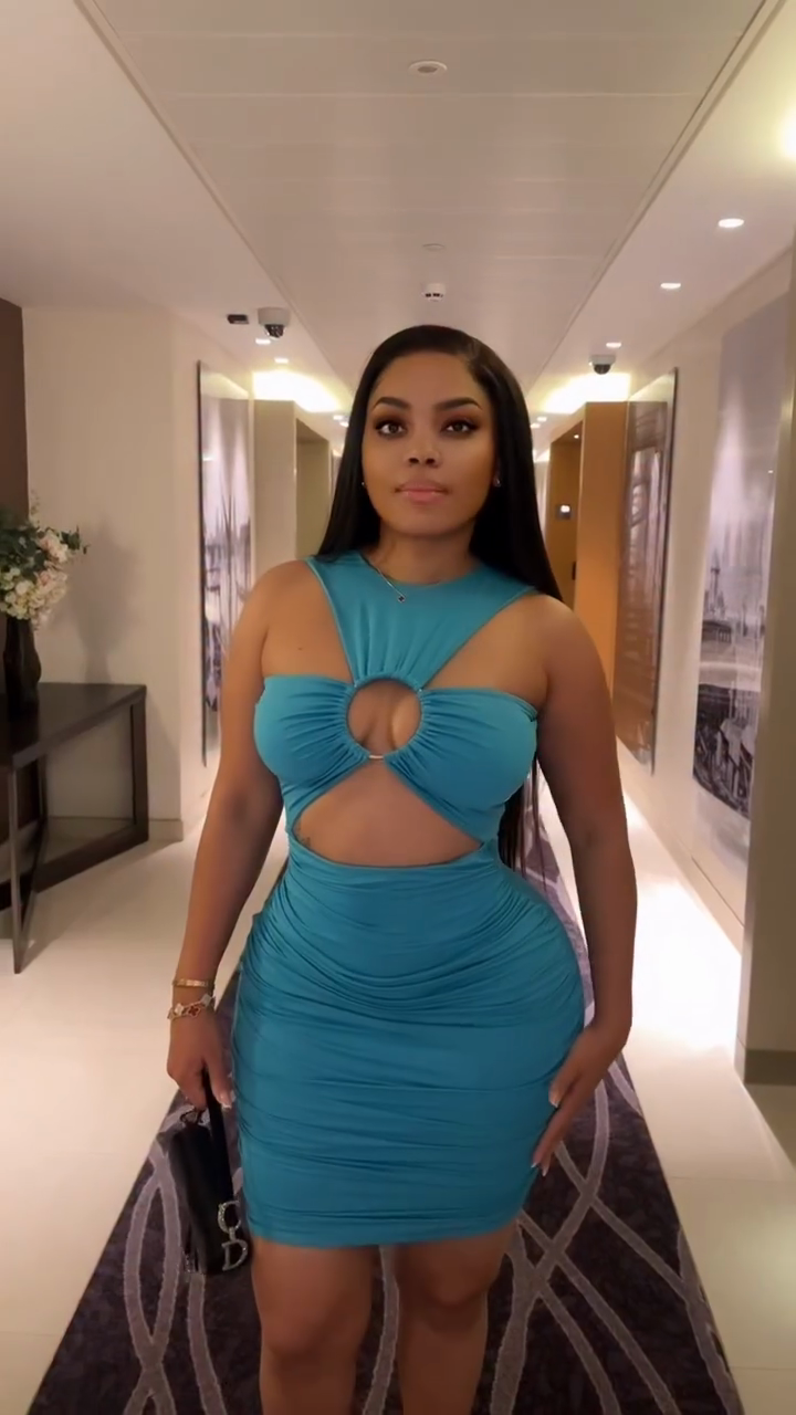 Teal Cutout Ruched Bodycon Mini Dress