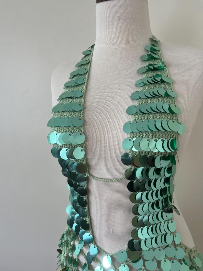 Rainbow Sequin Crochet Halter Maxi Dress