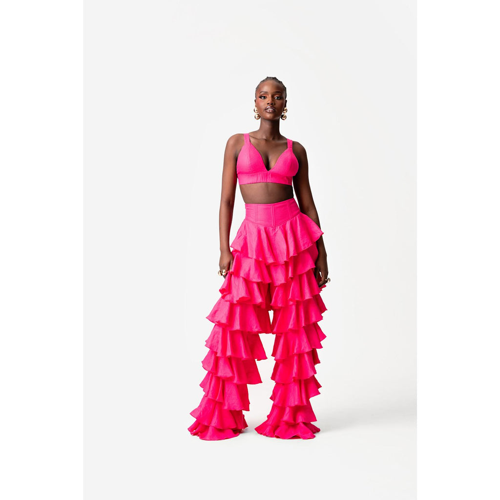 Hot Pink Ruffle Two-Piece Set