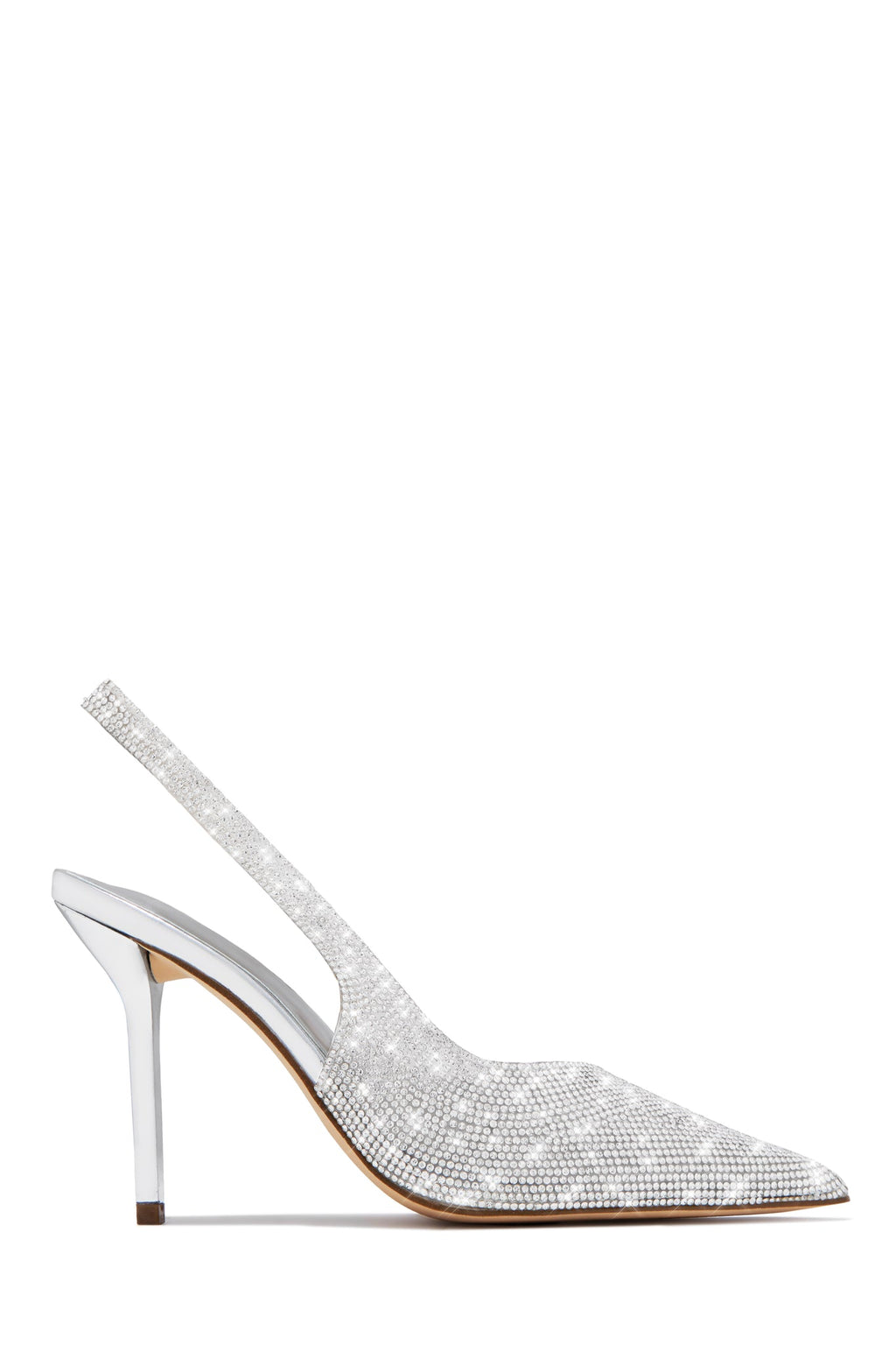 Silver Crystal-Embellished Slingback Pumps